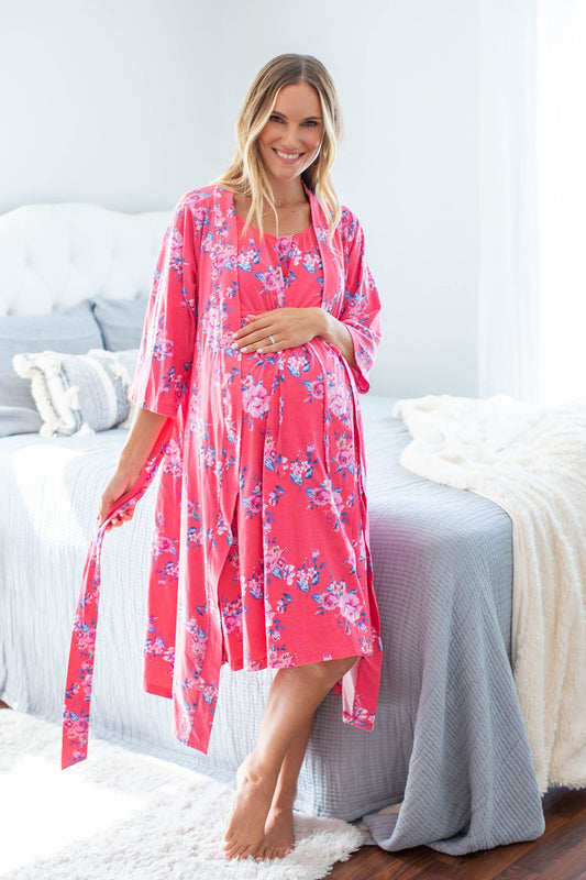 Maternity Robe with Matching Swaddle Set, Mommy Nursing Hospital Delivery Gown  Pregnancy Women Labor Bathrobe Sleepwear (C-A01-6119, XL) : : Home  Improvement