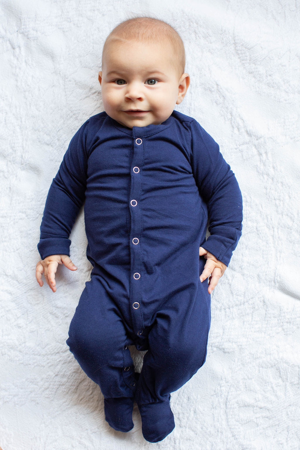 Navy Blue One Piece Footed Baby Romper (0-3mo Only)