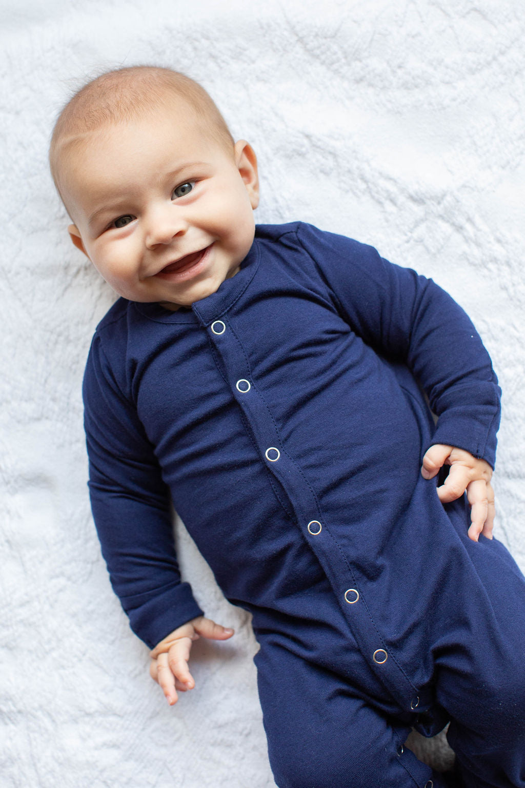 Navy Blue One Piece Footed Baby Romper – Baby Be Mine