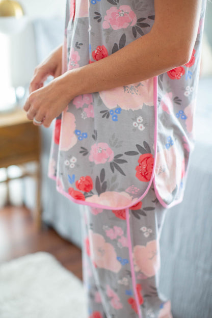 Gray & Pink Floral Pajama Set  Pink Maternity Pajamas – Baby Be Mine
