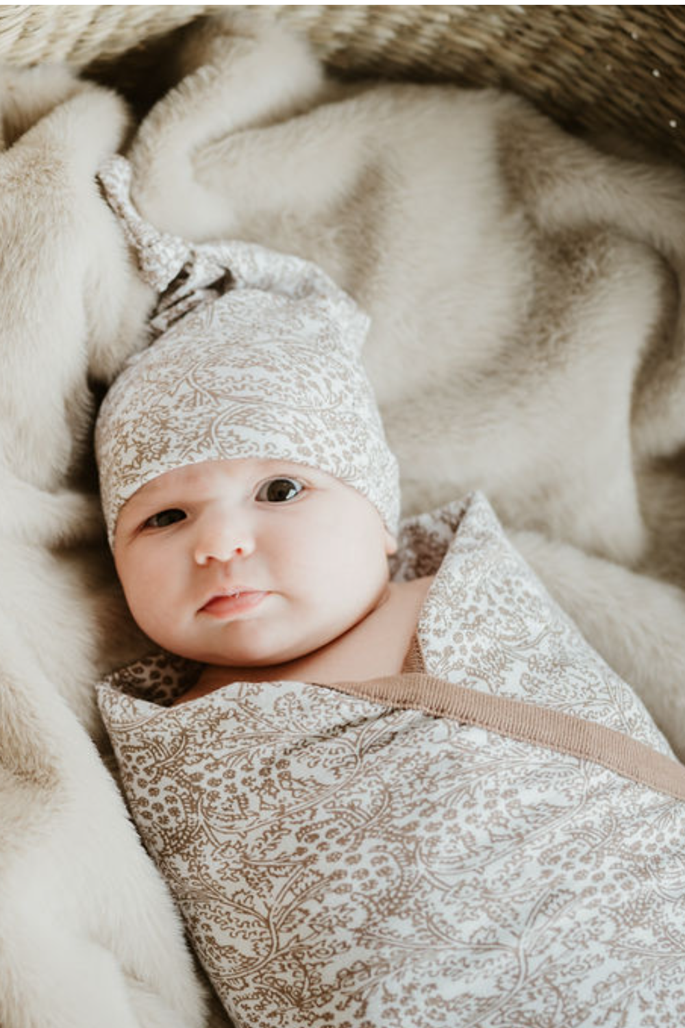 Brooklyn Gender Neutral Newborn Baby Swaddle Blanket And Hat Set Baby Be Mine