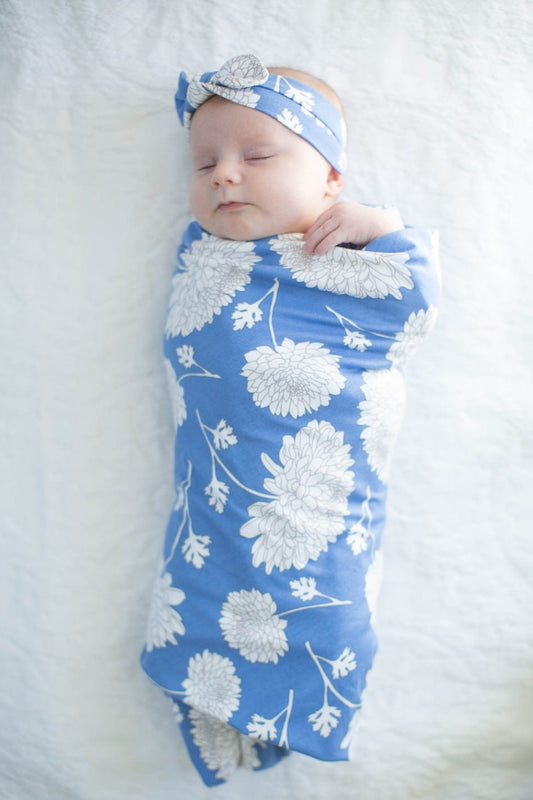 Zoe Floral Swaddle Blanket & Newborn Headband Set