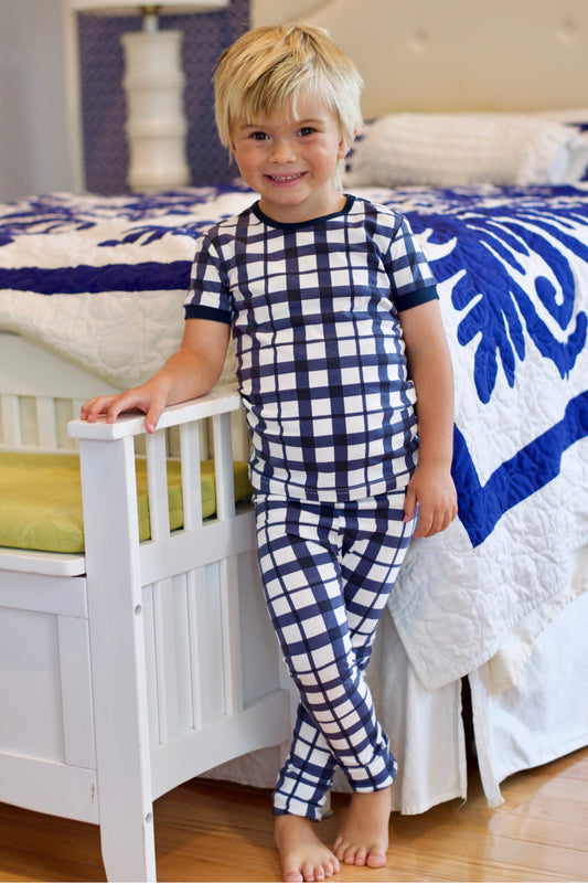 Blue Gingham Kids Lounge Set