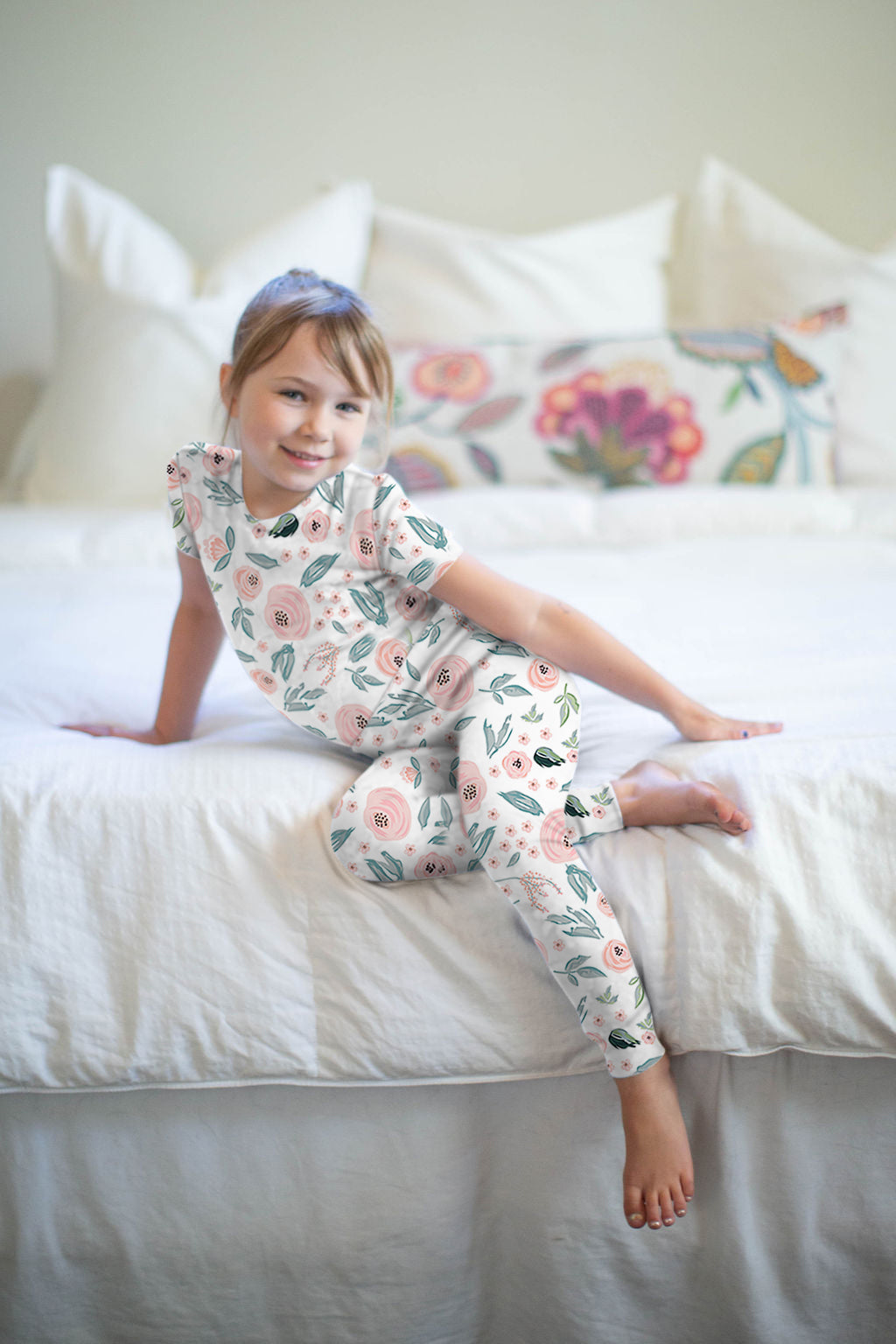 Ivy Girls Pink Flower/Floral Pajamas  Little Girl Sleepwear – Baby Be Mine