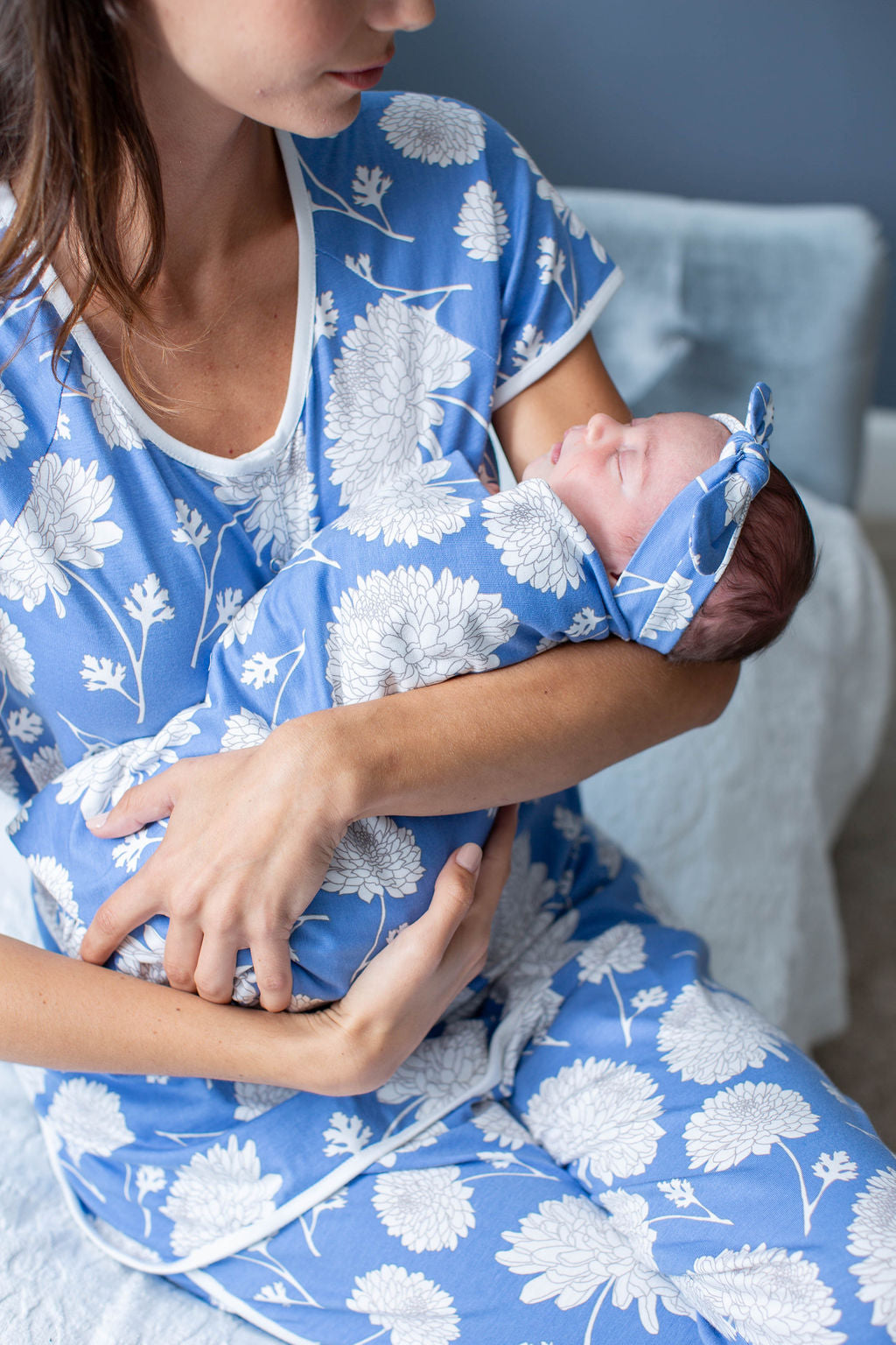 Floral Newborn Swaddle Blanket and Headband Set Baby Be Mine