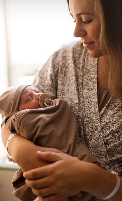 Brooklyn Robe & Taupe Swaddle Blanket Set