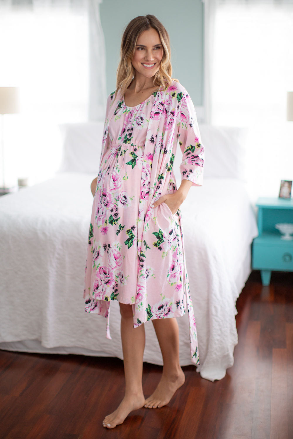 Amelia Nursing Nightgown, Robe & Baby Receiving Gown Set