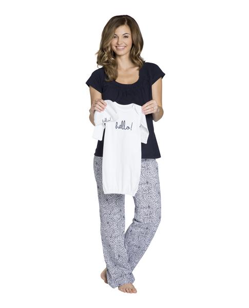 Harper Maternity/Nursing PJ's & Matching White Baby Receiving Gown Set