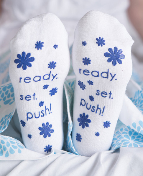 Ready. Set. Push! Labor Socks - Blue